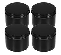 Générique Lot de 4 Boîtes de Rangement en Aluminium 120 ML Filetage, Format 65x50 Mm, Boîtes à Thé et Bougies DIY, Finition Double Noir, pour Conservation et Bricolage Maison