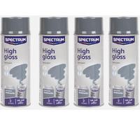 Générique Lot de 4 Bombes GRIS BRILLANT - 400ml - Bombe Peinture Aérosol - Séchage rapide - Anthracite - 952