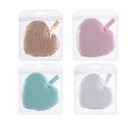 Générique Lot de 4 Éponges Démaquillantes Réutilisables de Cœur Couleurs Assorties Nettoyage Doux du Visage Accessoires Maquillage Lavables pour Maison et Voyage