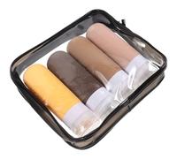 Générique Lot de 4 Flacons de Voyage en Silicone 90 Ml avec Bouchons Anti-fuite, Bouteilles de Shampooing et Lotion Réutilisables, Kit Contenant pour Articles de Toilette, Pochette