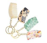 Générique Lot de 4 Mini Peignes à Dents Larges en Acétate, Peignes Porte-clés Compacts Couleurs Variées Beige, Motif Léger Imprimé Animal, Floral, Bleu Sarcelle, Accessoire Cheveux Portable