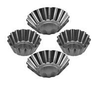 Générique Lot de 4 Moules à Tartelettes en Acier au Carbone Antiadhésif, Bords Cannelés Décoratifs, Grand Format, Moules à Cheesecake et Pudding pour Pâtisserie Maison