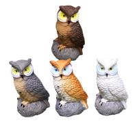 Générique Lot de 4 Ornements de Hibou en Résine Réalistes Sculptures Décoratives pour Jardin et Bureau Modèles Miniatures pour Micro-Paysage Décoration D’Intérieur et Extérieur