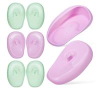 Générique Lot de 4 Paires Protège-oreilles en Silicone Doux, Cache-oreilles pour Coloration Capillaire, Tailles Universelles, Couleurs Pastel Violet et Vert, Protection Anti-tache