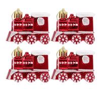 Générique Lot de 4 Pendentifs Décoratifs pour Sapin de Noël, Petites Voitures Rouges Suspendues en Plastique Solide, Décoration Festive pour Maison, Bureau et Arbre de Noël