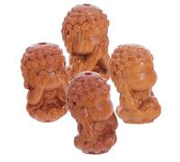 Générique Lot de 4 Perles en Bois Naturel Sculptées Représentant la Déesse Tibétaine Richesse Perles Percées pour Création de Bijoux Colliers et Bracelets DIY Ornements Ethniques Légers