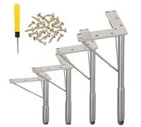 Générique Lot De 4 Pied Hairpin De Table pour Canapé, Commode, Pouf - Pieds De Bureau Réglables en Métal avec Pieds De Nivellement, Vis Et Tournevis(Argent,35cm/14in)