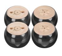 Générique Lot de 4 Pieds de Meubles en Bois Massif Pieds Ronds 5X8 CM Finition Polie Noire Compatibles pour Canapé Commode et Meuble TV Robustes pour Rangement Cubique
