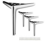 Générique Lot de 4 Pieds de Meubles en Metal, Pied de Table Modernes en Forme de Triangle Charge Jusqu'à 900 Kg, 10cm 12cm 15cm 18cm 20cm 25cm pour Bureau/Basse/Canapé/Lit/Chaise(Silver,H 4''/10cm)
