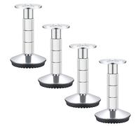 Générique Lot De 4 Pieds De Meubles Réglables en Hauteur, Pied Support Métalliques pour Cadre De Lit, avec Embouts Antidérapants Et Vis, pour Commode, Canapé(Argent,8.5-11.5cm)