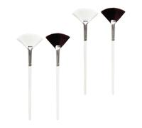 Générique Lot de 4 Pinceaux Éventail pour Masque Facial en Poils de Nylon, Manche Bois, Couleurs Blanc et Marron, Applicateurs Doux et Précis pour Soins Visage à Domicile, Outil Maquillage