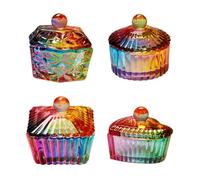 Générique Lot de 4 Plat en Verre Dappen Multiforme 4 Tailles Plat Monomère Professionnel Transparent pour Manucure Nail Art Accessoires