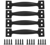 Générique Lot de 4 poignées de porte de garage noires en fer, 15,2 cm, poignées ergonomiques avec trous prépercés pour une installation simple, adaptées aux portes coupe-vent et aux portes de garage