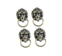 Générique Lot de 4 Poignées de Porte en Alliage Tête de Lionceau Petite Taille Finition Cuivre Brossé Poignées de Placard et Tiroir Adaptées pour Armoires et Commodes