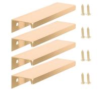 Générique Lot de 4 Poignées Invisibles en Métal Doré Poignées de Tiroir à Bord Profilé 120 MM de Longueur pour Tiroirs et Armoires Modernes Montage Encastré Finition Or Brossé