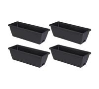 Générique Lot de 4 Pots de Fleurs Rectangulaires avec Soucoupe de Drainage, Résistants Aux Intempéries, pour Balcon et Terrasse, Gris foncé