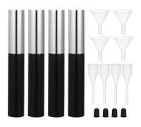 Générique Lot de 4 Set de Set de Flacons D'eyeliner Vides 10ml Noirs en Plastique avec 4 Entonnoirs et 4 Pipettes pour Diy, Léger Voyage
