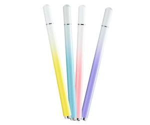 Générique Lot de 4 Stylets Capacitifs Universels pour Écran Tactile Pointe de Précision Dégradé Coloré Blanc Bleu Violet Jaune Rose pour Smartphone et Tablette Prise