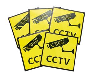 Générique Lot de 5 Autocollants de Vidéosurveillance Jaunes Adhésifs, Forte Adhérence et Faciles à Appliquer, pour Propriété Extérieure sur Verre, Signal Anti-effraction Sécurisé