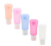 Générique Lot de 5 Flacons Secondaires Rechargeables en Silicone 89 Ml avec Ventouse, Distributeurs de Gel Nettoyant et Maquillage, Bouteilles de Toilette Portables Couleur Aléatoire