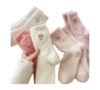 Générique Lot De 5 Paires De Chaussettes Mi-Mollet D'Hiver Pour Femme, DoubléEs Polaire, éPaisses Et Moelleuses, En Forme de CœUr, IdéAles Pour Dormir Ou Comme Chaussettes D'IntéRieur.
