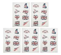 Générique Lot de 5 sets de Tatouages Éphémères Drapeau Britannique pour Visage Autocollants Décoratifs Temporaires Résistants et Lavables Accessoires Football pour Événements Sportifs et