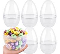 Générique Lot de 5 Œufs de Pâques Géants Transparents de 25 * 17CM - Œufs en Plastique Jumbo, Grands et Remplissables - Vides, Idéaux pour Chasses aux Œufs et Garnitures de Paniers