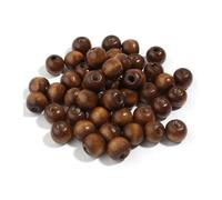 Générique Lot de 50 à 100 perles rondes en bois d'érable colorées à gros trous for la fabrication de bijoux, bracelets et colliers.(Brown,12mm 50pcs)