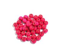 Générique Lot de 50 à 100 perles rondes en bois d'érable colorées à gros trous for la fabrication de bijoux, bracelets et colliers.(Rose Red,12mm 50pcs)