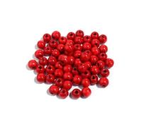 Générique Lot de 50 à 100 perles rondes en bois d'érable colorées à gros trous for la fabrication de bijoux, bracelets et colliers.(Red,8mm 100pcs)