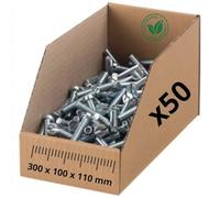 Générique Lot de 50 Bacs à Bec en Carton Recyclé | Stockage Pièces et Fournitures | Rangement Économique et Pratique | Dimensions 300x100x100 mm - Montage Facile et Rapide (300X100X100 mm)