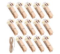 Générique Lot de 50 Pinces à Linge en Bois d'abeille avec Corde en Jute, pour Décoration Maison et Fêtes à Thème Abeille, Clips Mignons pour Photos et Sachets de Snacks