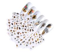 Générique Lot de 6 Autocollants pour Ongles 3d Dorés à Motifs Végétaux, Constellation et Diamant, Autocollants Adhésifs Créatifs pour Nail Art, Accessoires Décoratifs pour Manucure Diy,