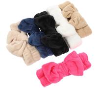 Générique Lot de 6 Bandeaux de Maquillage en Polaire Corail Doux avec Nœud, Bandeaux Élastiques Lavage du Visage et Soins Peau, Accessoires Coiffure Femme, pour Spa et Routine Beauté