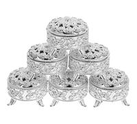 Générique Lot de 6 Boîtes à Bonbons Rondes en Plastique Argenté, Décorations Vintage Polyvalentes pour Mariage, Shower et Fête, Boîtes à Dragées Pratiques et Élégantes pour Présents