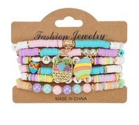 Générique Lot de 6 Bracelets en Perles d ' Argile polymère de Pâques, Couleurs Vives et élégants, adaptés à Tout Le Monde, vêtements décontractés, Accessoires sur Le thème des Vacances