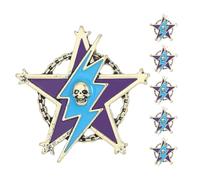 Générique Lot de 6 broches gothiques en forme de tête de mort pour femme et homme, accessoires pour costume, veste, manteau, punk, chapeau, sac, pantalon, badges, hippie, étoile, pour Halloween
