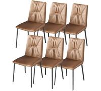 Générique Lot de 6 chaises de Salle à Manger en Cuir avec Pieds en Acier Carbone for la Maison, Le Commerce et Les Restaurants(Brown)
