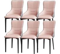 Générique Lot de 6 chaises de Salle à Manger en Cuir for Cuisine, Chambre, Balcon, canapé, Pieds en Acier Carbone(Pink+Gray)