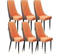 Générique Lot de 6 chaises de Salle à Manger en Cuir Microfibre, chaises de Salon, de comptoir, Pieds Robustes en Acier au Carbone(Orange+Brown,Golden Feet)