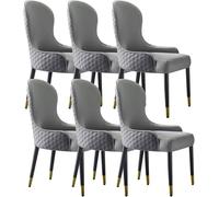 Générique Lot de 6 chaises de Salle à Manger en Cuir Microfibre, for Salon, comptoir, siège rembourré Doux, Pieds en Bois de hêtre(Light Grey+Dark Grey)