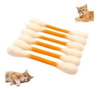 Générique Lot de 6 Cotons-tiges géants pour Chat avec Herbe à Chat - Jouets interactifs en Feutre de Laine Douce - Bâtons à mâcher pour Chats et Chatons (Orange)