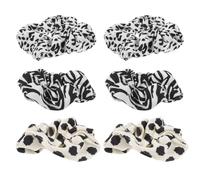 Générique Lot de 6 Élastiques pour Cheveux Femme Motifs Vache Zèbre et Léopard Doux et Extensibles Accessoires pour Queue de Cheval Adaptés à Divers Types de Cheveux Usage Quotidien