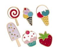 Générique Lot de 6 Épingles à Sucreries en Alliage pour Femmes Design Adorable Crème Glacée, Fraise et Sucette, Légères, Confortables Usage Quotidien et Fêtes à Thème