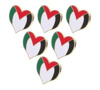 Générique Lot de 6 Épingles de Revers en Métal de Cœur Drapeau de Palestine Accessoires Patriotiques pour Vêtements Badges Souvenirs pour Voyage