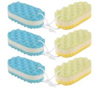 Générique Lot de 6 Éponges Corporelles Éponges Exfoliantes à 3 Couches Légères et Douces Jaune et Bleu Accessoires de Bain Nettoyage Quotidien Voyage