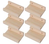 Générique Lot de 6 Étagères Murales en Bois Naturel pour Disques Vinyles et CD, Support de Rangement sans Perçage 10x6 Cm, Porte-Records Mural Rustique pour Salon et Coin Musique