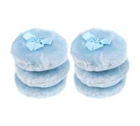Générique Lot de 6 Houppettes à Poudre pour Bébé en Peluche Douce avec Nœud Bleu Applicateurs Compacts pour Poudre Disque de Maquillage pour Soin Corporel et Usage Quotidien