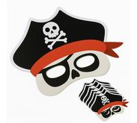 Générique Lot de 6 Masques Pirates en Carton, 26,5 x 21 cm, Noir Rouge et Blanc, Décoration Anniversaire Pirate, Pour Anniversaire, Halloween, Fêtes Enfant, FIlle ou Garçon