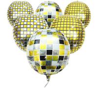 Générique Lot de 6 Mini Boules Disco en Aluminium Doré, Argenté et Noir Doré, Décoration Murale Légère et Suspendue pour Fête D’anniversaire, Soirée Jeux, Décoration Événementielle Festive